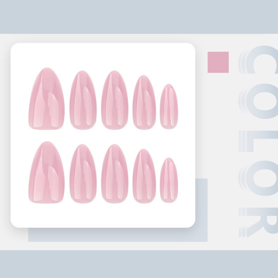 Set of pink nail stickers on a white card with brand name.