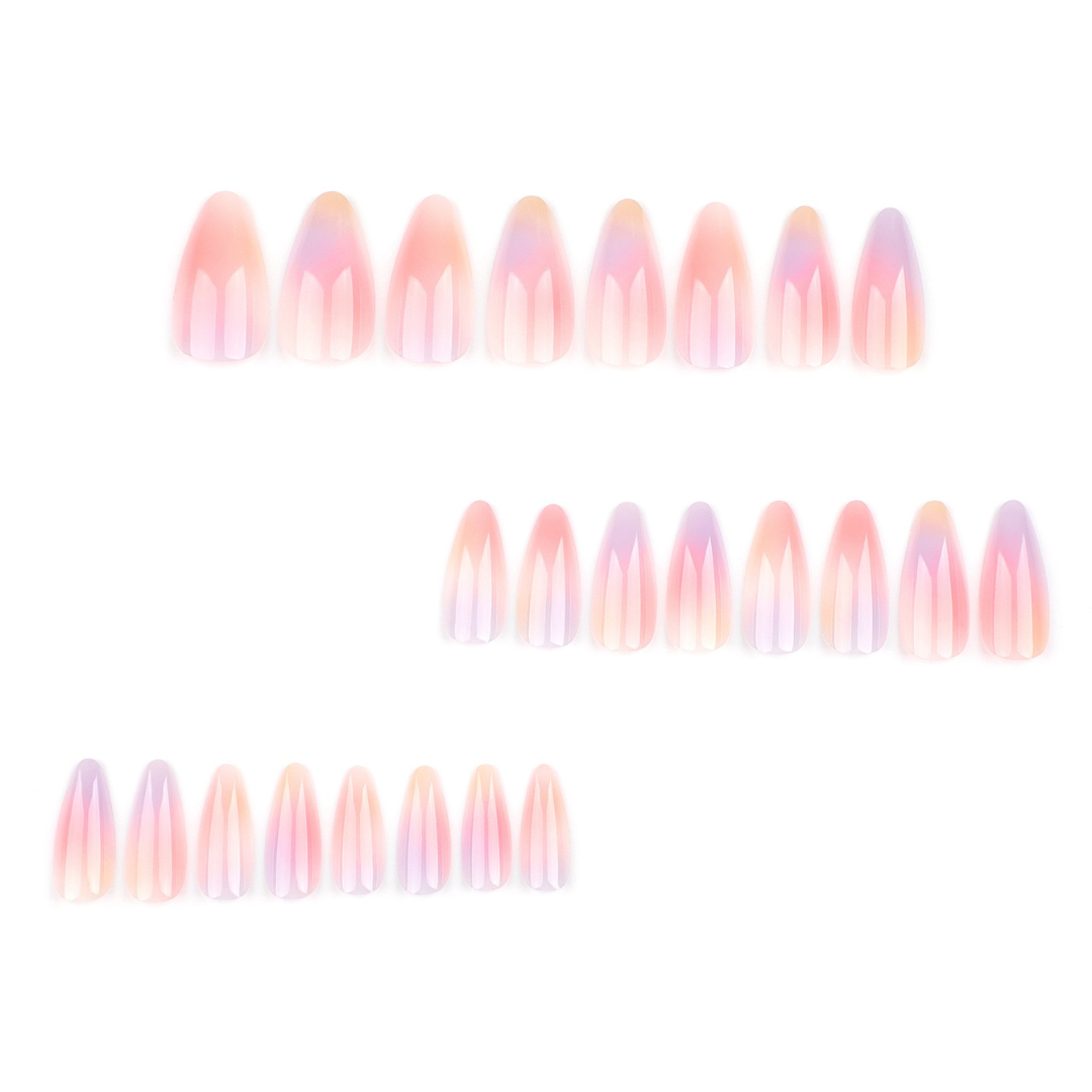 Set of gradient nail art tips on a white background