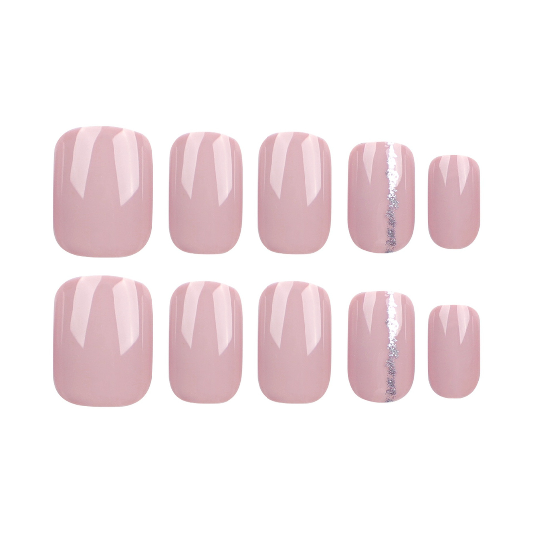 Set of pink nail wraps with a subtle pattern on a white background