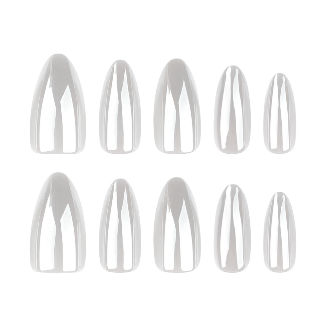 Set of white nail extensions on a white background