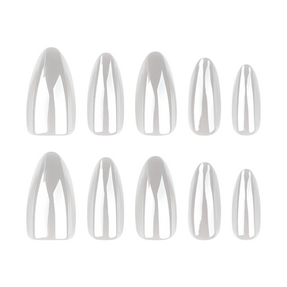 Set of white nail extensions on a white background