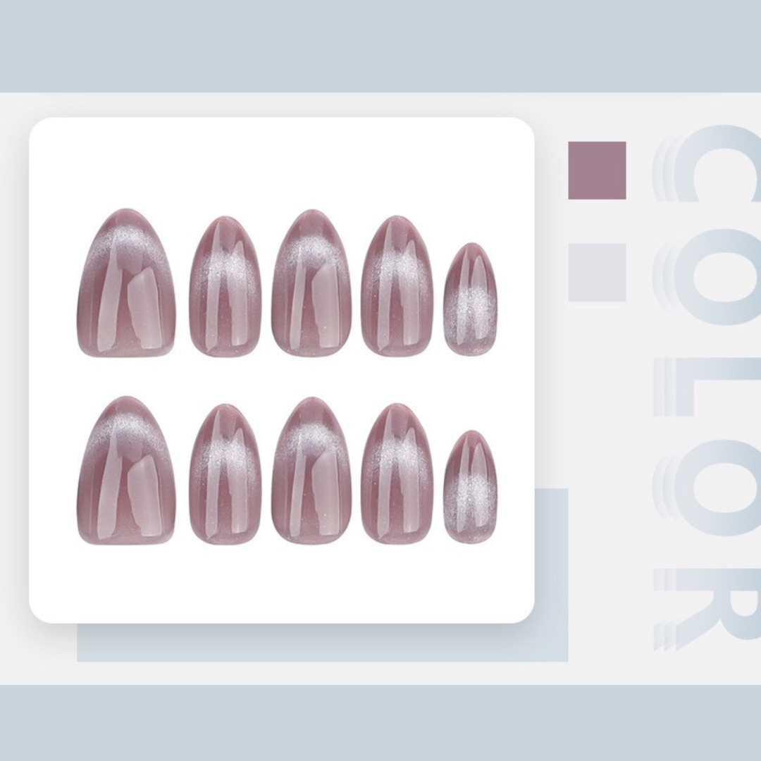 Set of purple nail art stickers on a white card with brand logo.
