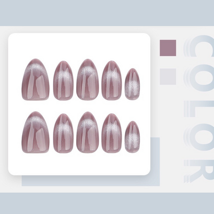 Set of purple nail art stickers on a white card with brand logo.