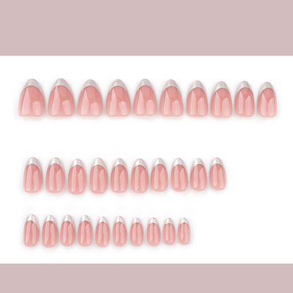 Set of pink and white nail tips on a white background